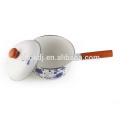 best selling in 2016 enamel single handle soup pot with wood handle